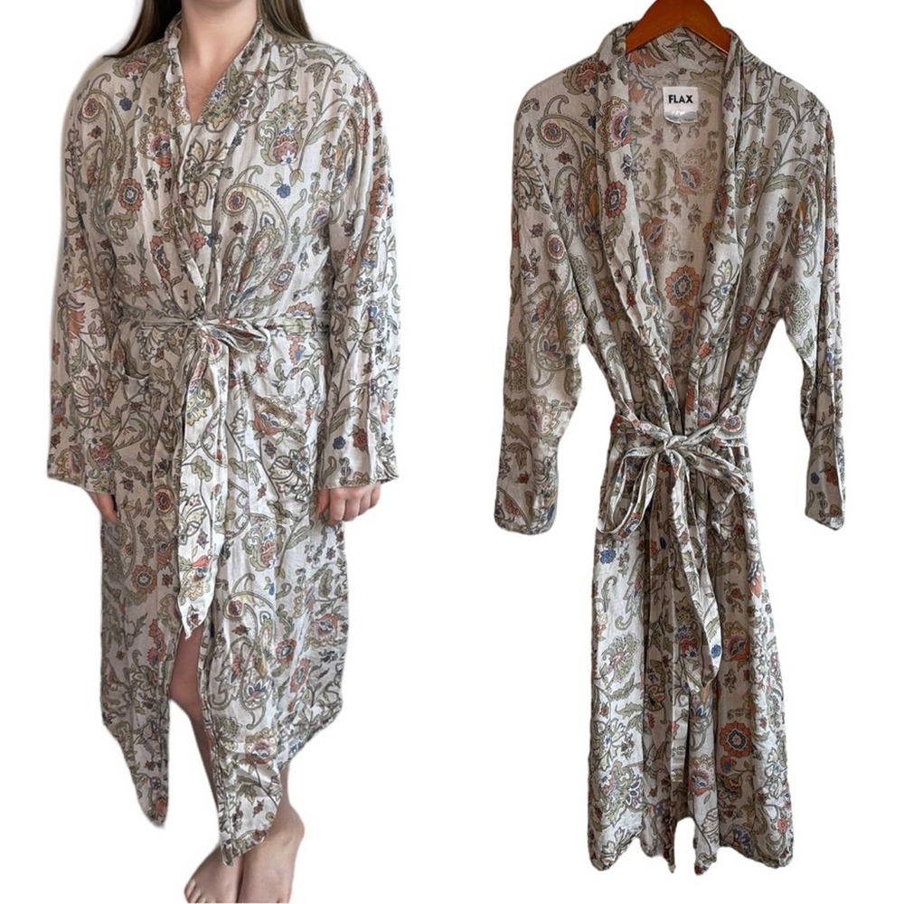 FLAX Linen Paisley Robe